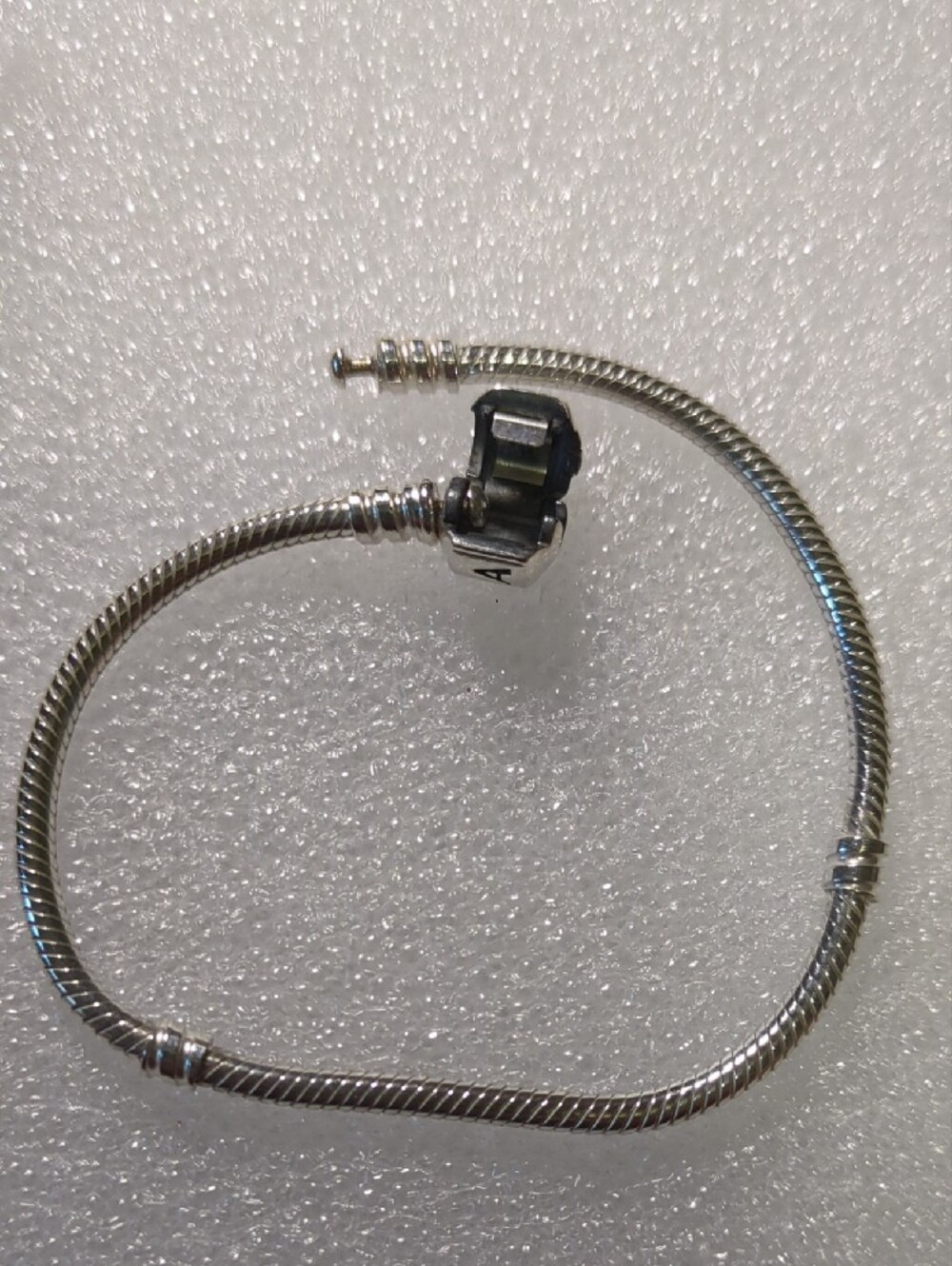 Pandora Sterling Silver Snake Chain Bracelet 7.5" with Black Logo Pouch *NEW* - Picture 4 of 4